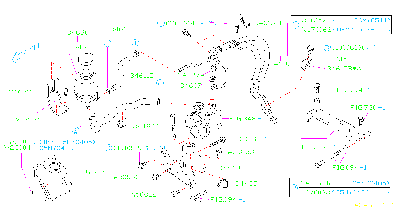 2004 Subaru Baja Power Steering Pressure Hose. Power Steering Pressure ...