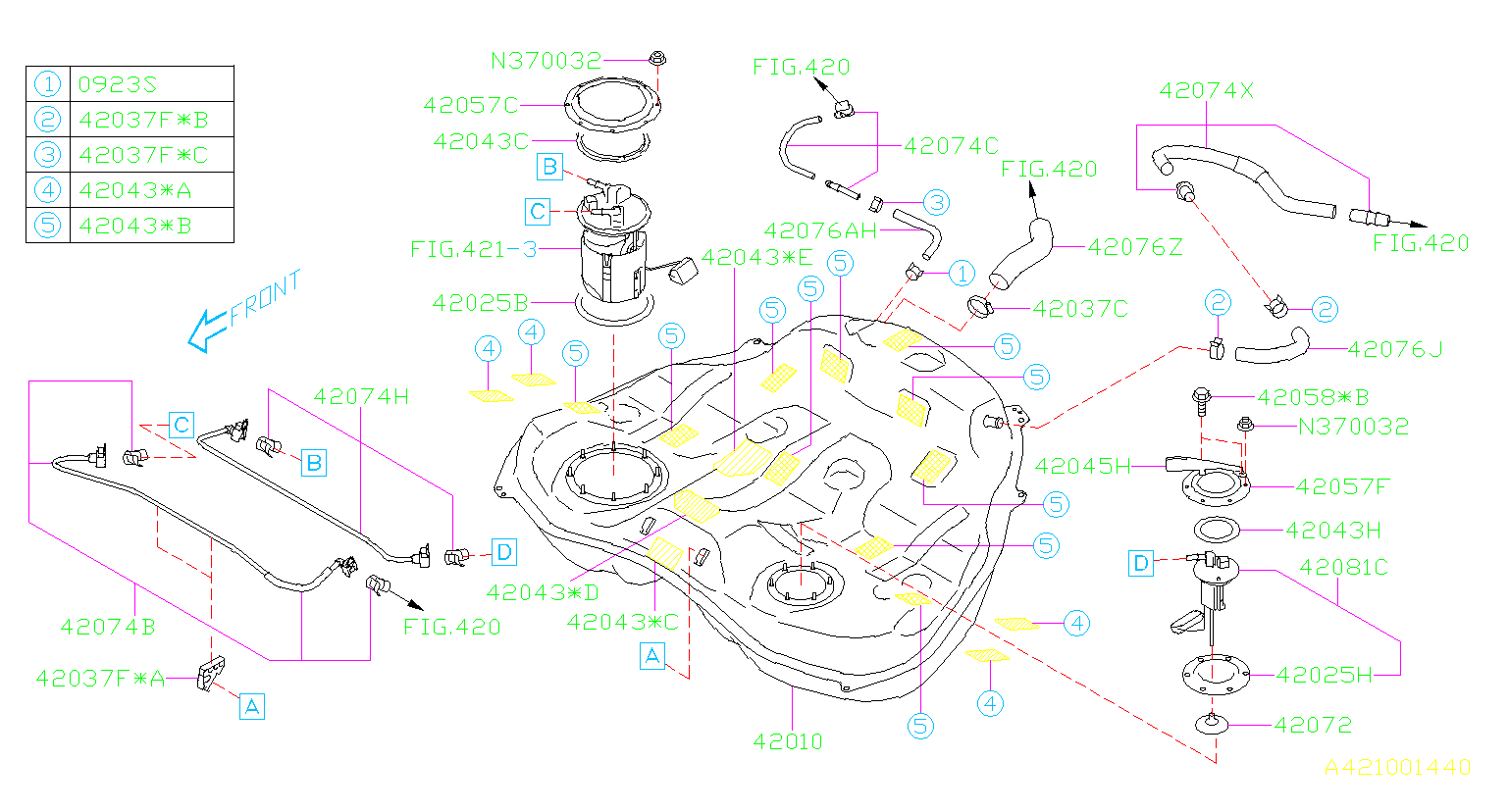 2017 Subaru Outback Fuel Pump Gasket. Cushion Plate - 42043AL000