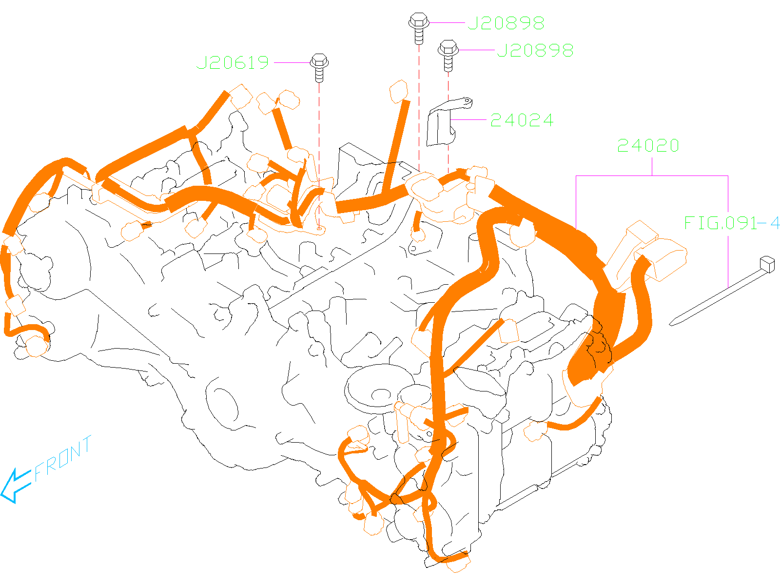 Subaru Legacy Engine Wiring Harness. Wiring harness used for the engine