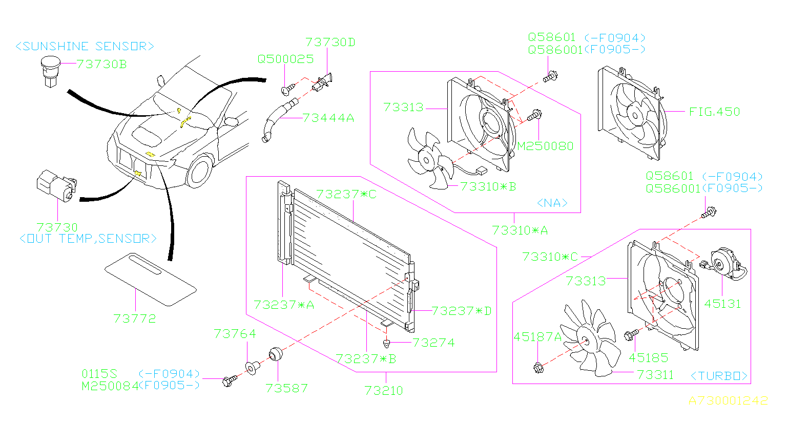 Subaru Impreza A/c system information label. Label air conditioner