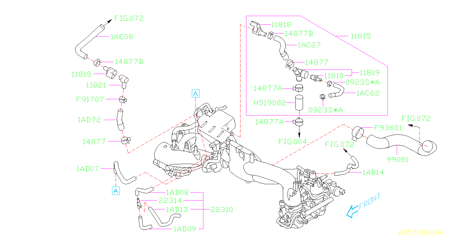 2015 Subaru STI Hose Vacuum. PIPE, PCV, MANIFOLD - 99071AD720 | Kirby ...