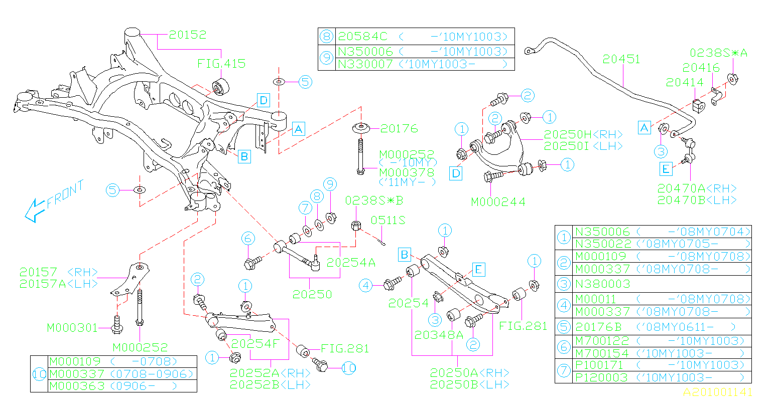 2008 Subaru Tribeca Suspension Subframe Crossmember (Rear) - 20152XA01B ...